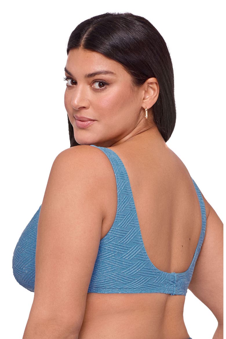 Supportive and Sculpting Basket Weave Scoop Back Cutout U-Wire Bikini Swimsuit Top, Alternate, color, Powder Blue Basket Weave