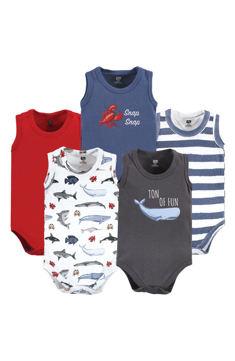 Hudson Baby Cotton Tank-Style Bodysuits, Main, color, Boy Sea Creatures