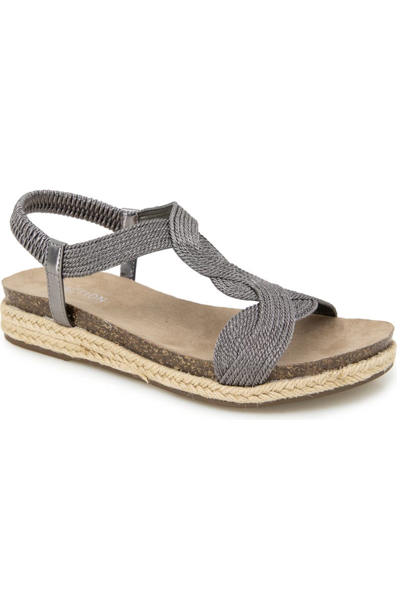Reaction Kenneth Cole Harmony Espadrille Platform Sandal, Main, color, Pewter Fabric