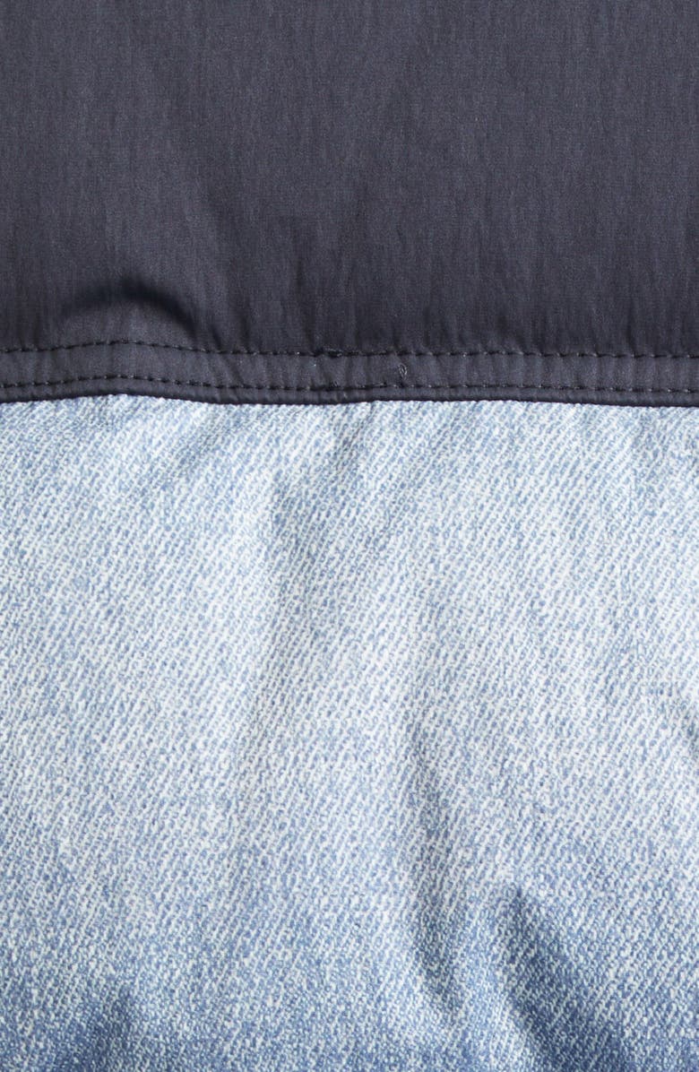 Alexander Wang Denim Print Down Puffer Jacket, Alternate, color, Light Distressed Blue/ Black