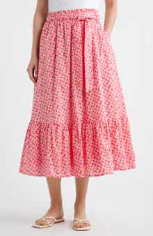 Tie Waist Tiered Midi Skirt