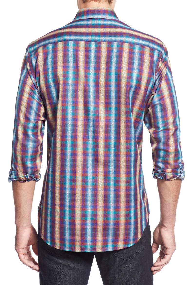 'Chiswick' Classic Fit Plaid & Paisley Sport Shirt, Alternate, color, TEAL
