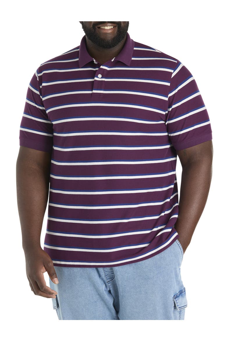 Big & Tall Medium Stripe Polo Shirt, Main, color, POTENT PURPLE