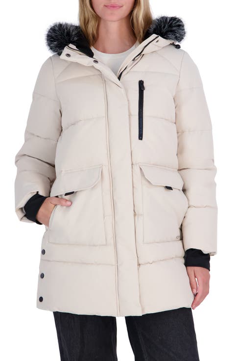 Misty Quilted Puffer Coat with Faux Fur Trim
