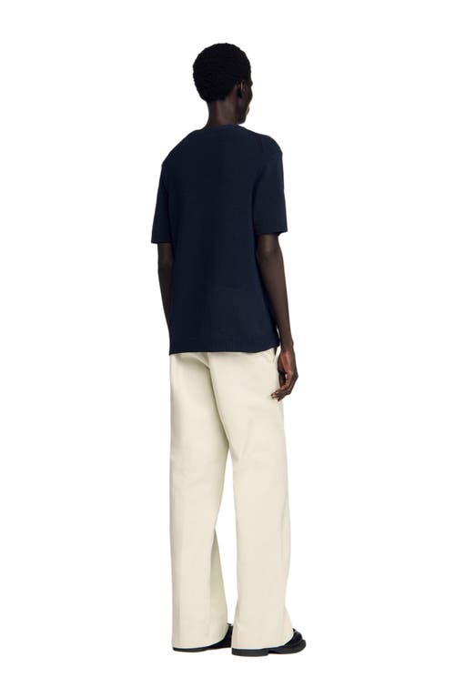 Sandro Fine Knit T-shirt In Blue