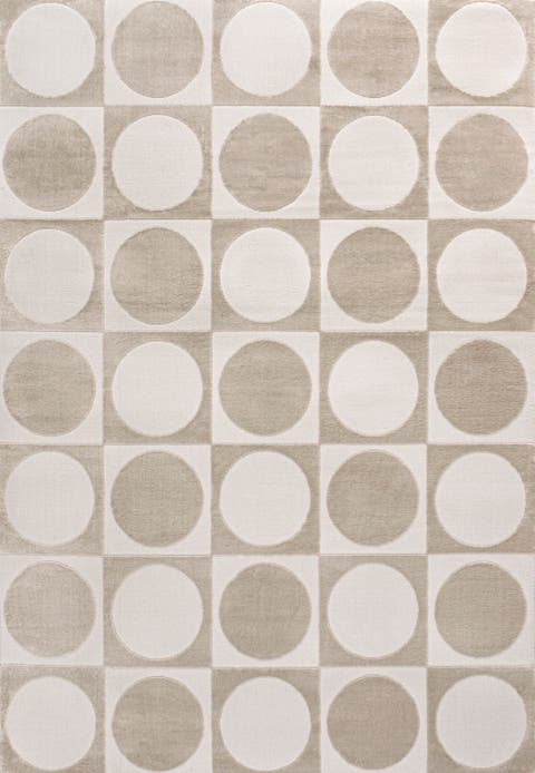 Helena Modern Geometric Circles In Squares High-Low Area Rug
