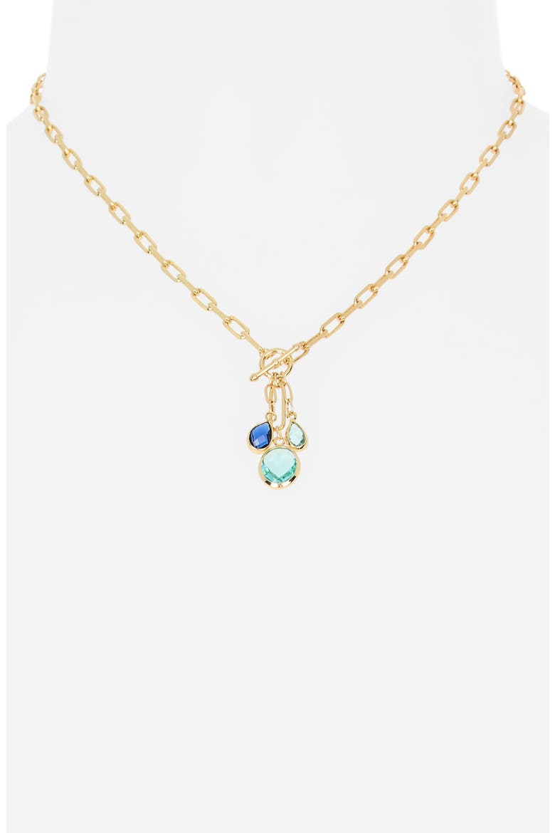 Glass Pendant Toggle Necklace, Alternate, color, BLUE MULTI- GOLD