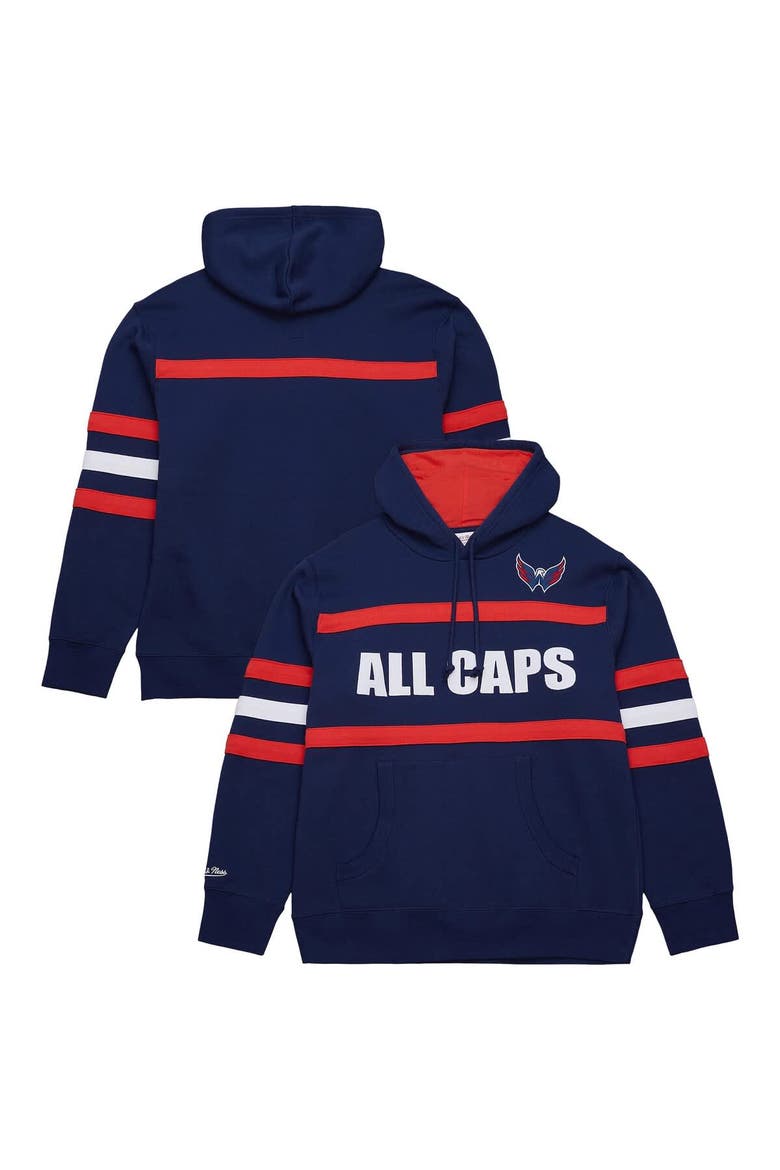 Men's Mitchell & Ness Navy Washington Capitals Head Coach Slogan Pullover Hoodie, Main, color, Navy