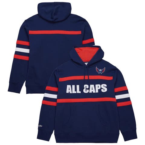 Men's Mitchell & Ness Navy Washington Capitals Head Coach Slogan Pullover Hoodie