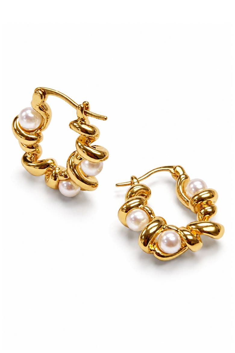 Sculpted Wave Hoop Earrings, Main, color, GOLD