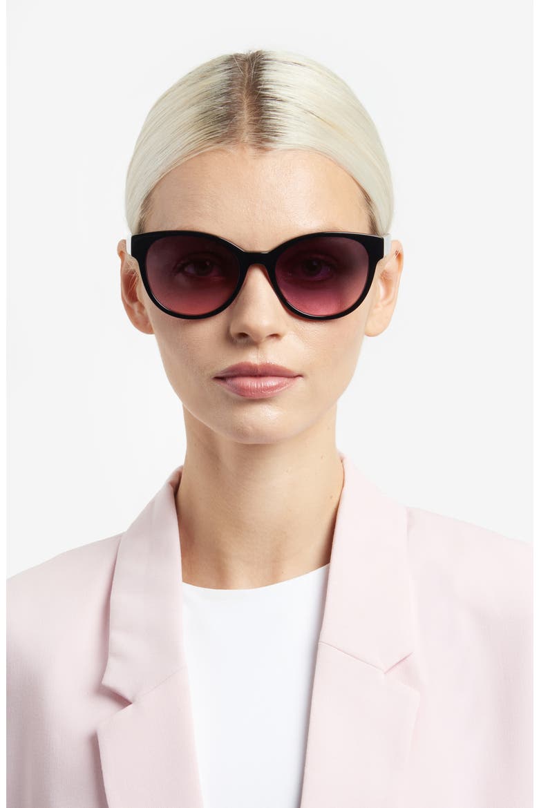 Nathalie 55mm Round Sunglasses, Alternate, color, BLACK
