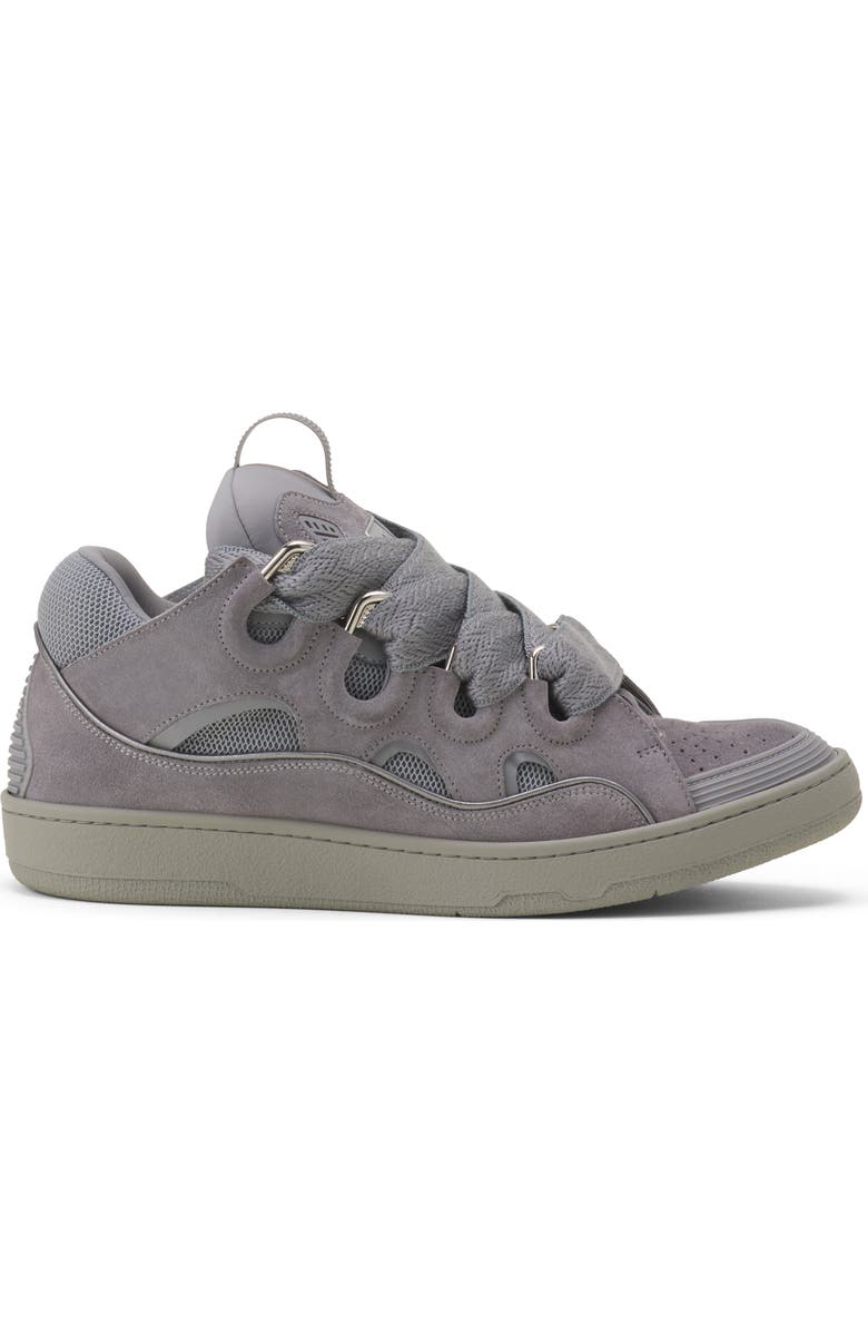 Lanvin Curb Monochrome Suede Sneakers, Main, color, Light Grey