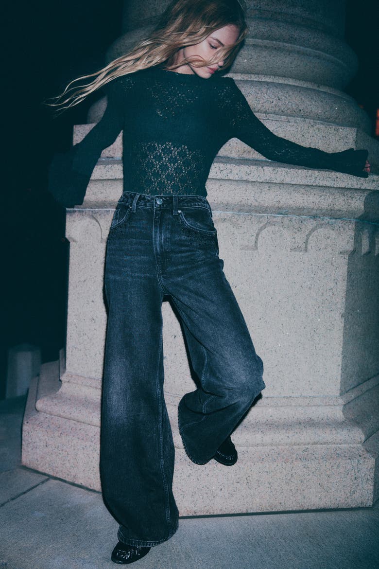 Wide Ultra High Jeans, Main, color, Denim black