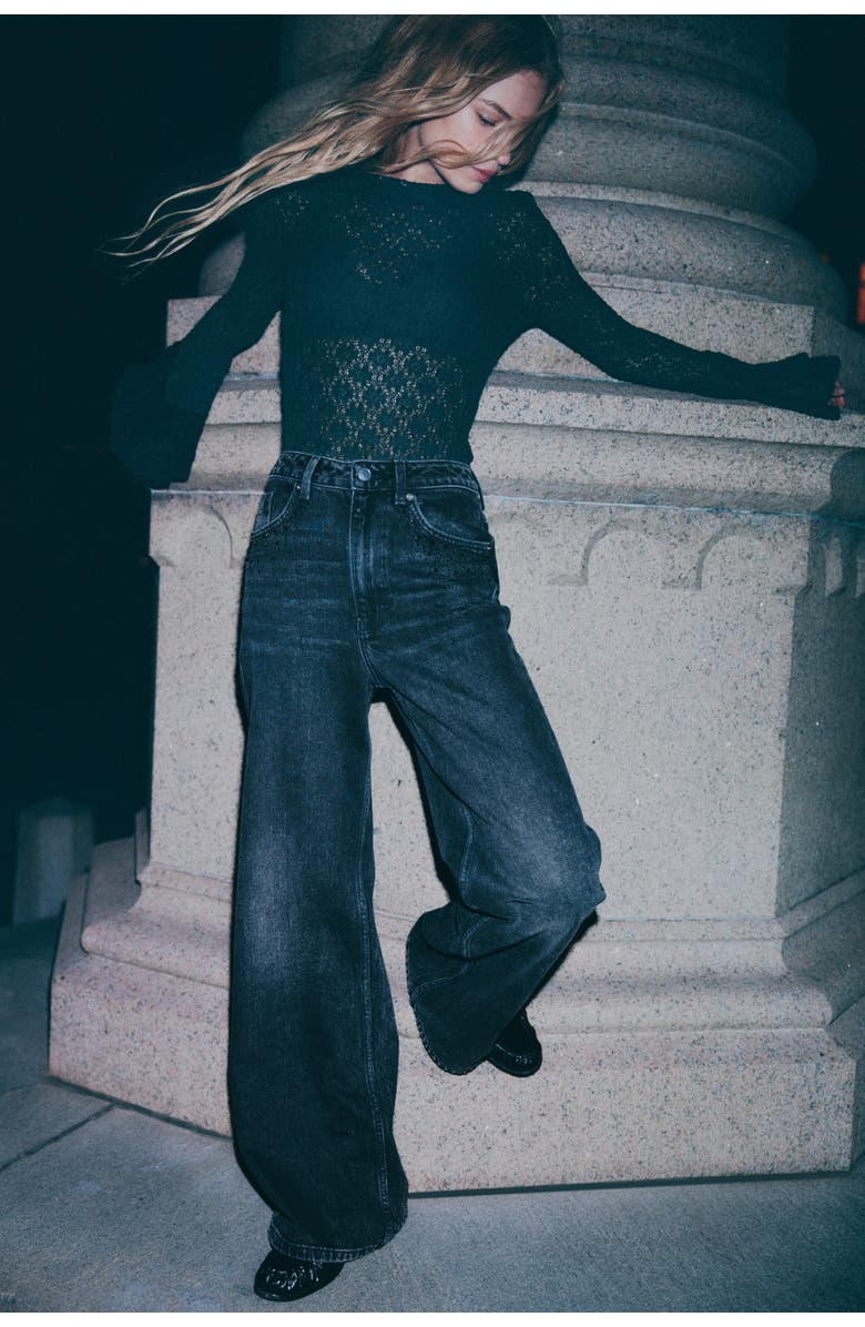 H&M Wide Ultra High Jeans, Alternate, color, 