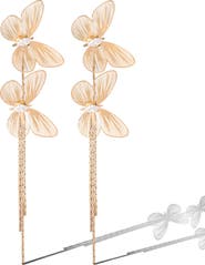 Jessica Simpson Butterfly Tassled-Drop Gold-Tone Earrings