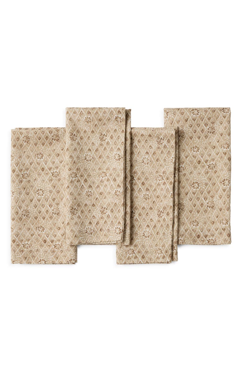 Coyuchi Coral Bell Print Napkins, Main, color, Chestnut