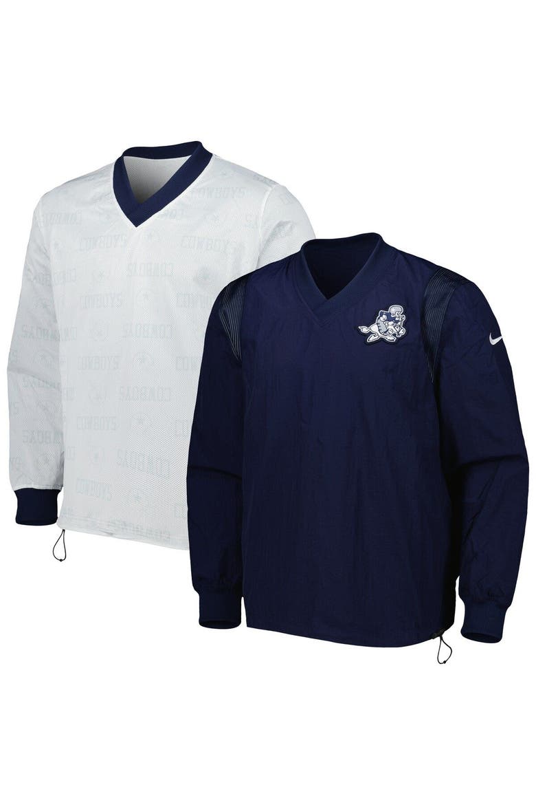 Men's Nike Navy/Silver Dallas Cowboys Sideline Team ID Reversible Pullover Windshirt, Main, color, Silver