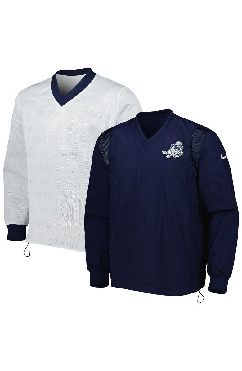 Nike Men's Nike Navy/Silver Dallas Cowboys Sideline Team ID Reversible Pullover Windshirt, Main, color,