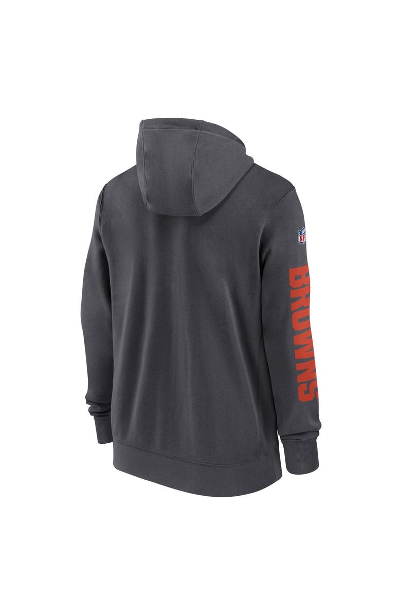 Nike Men's Nike Anthracite Cleveland Browns 2024 Sideline Club Full-Zip Hoodie, Alternate, color, Anthracite