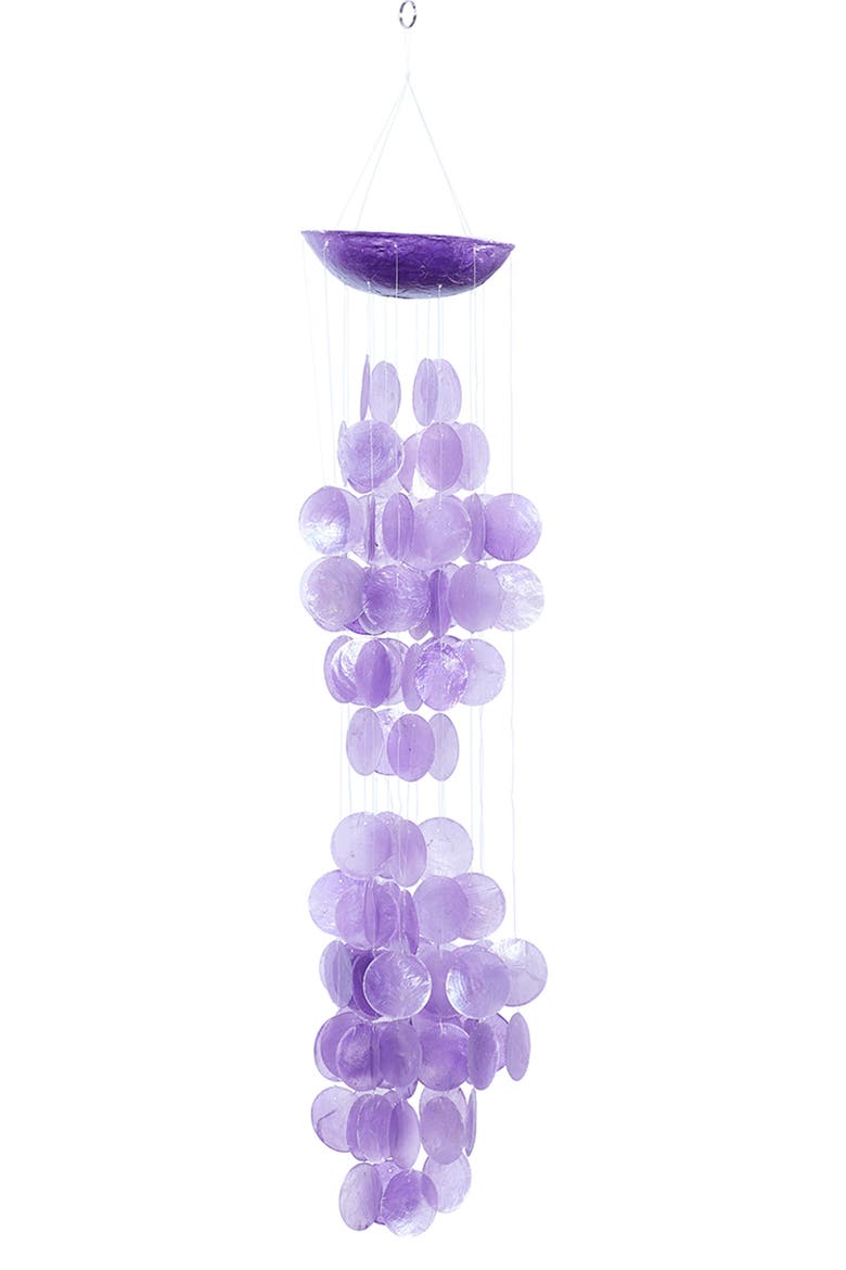 Purple Capiz Shell Waterfall Windchime, Main, color, PURPLE