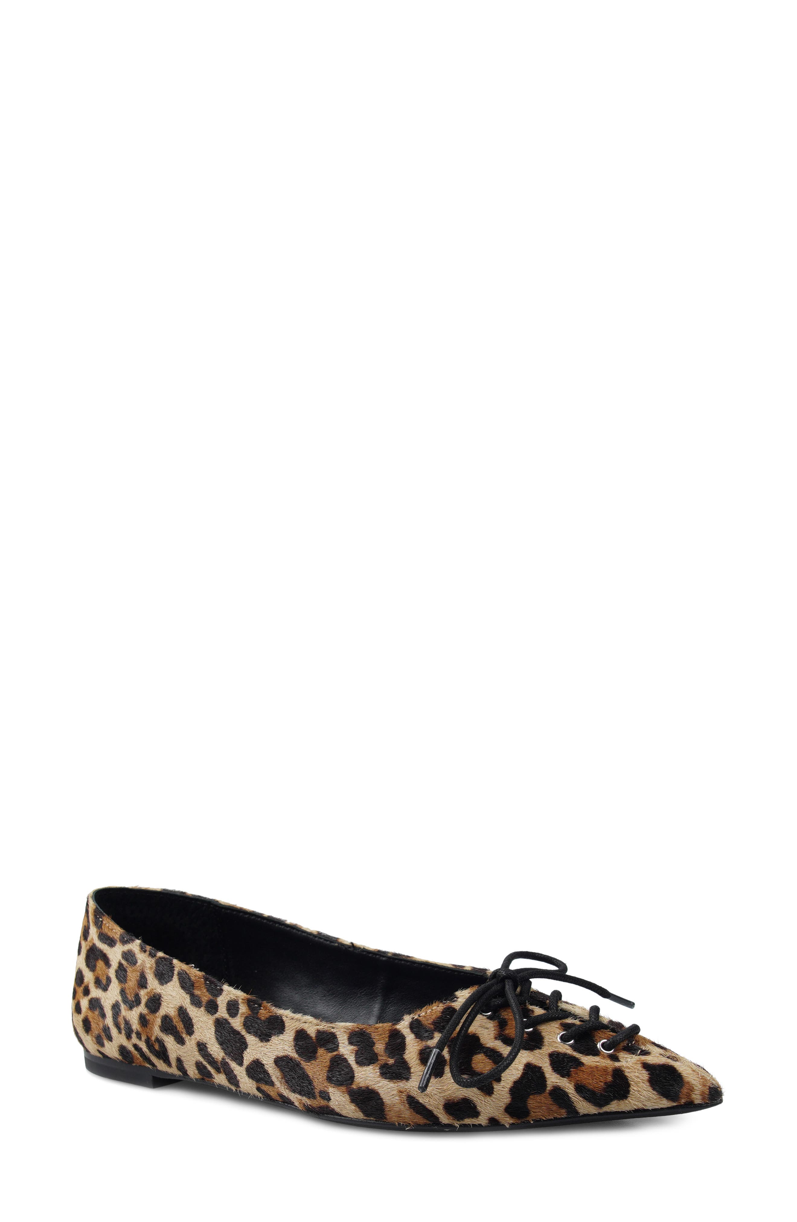 Arreza Lace-Up Pointed Toe Flat, Main, color, LEOPARD CALF HAIR