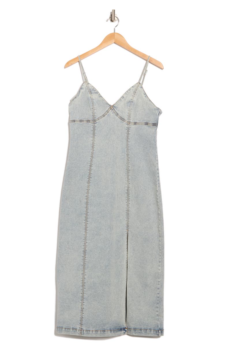 Habitual Empire Waist Cotton Blend Chambray Maxi Dress, Alternate, color, Pacific