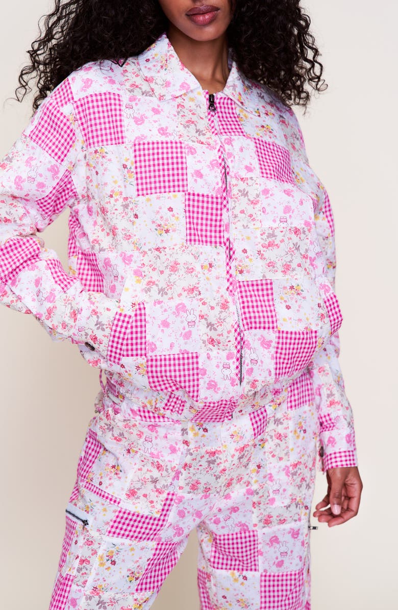 Guizio Adrian Patchwork Bomber, Alternate, color, Pink Multi Plaid