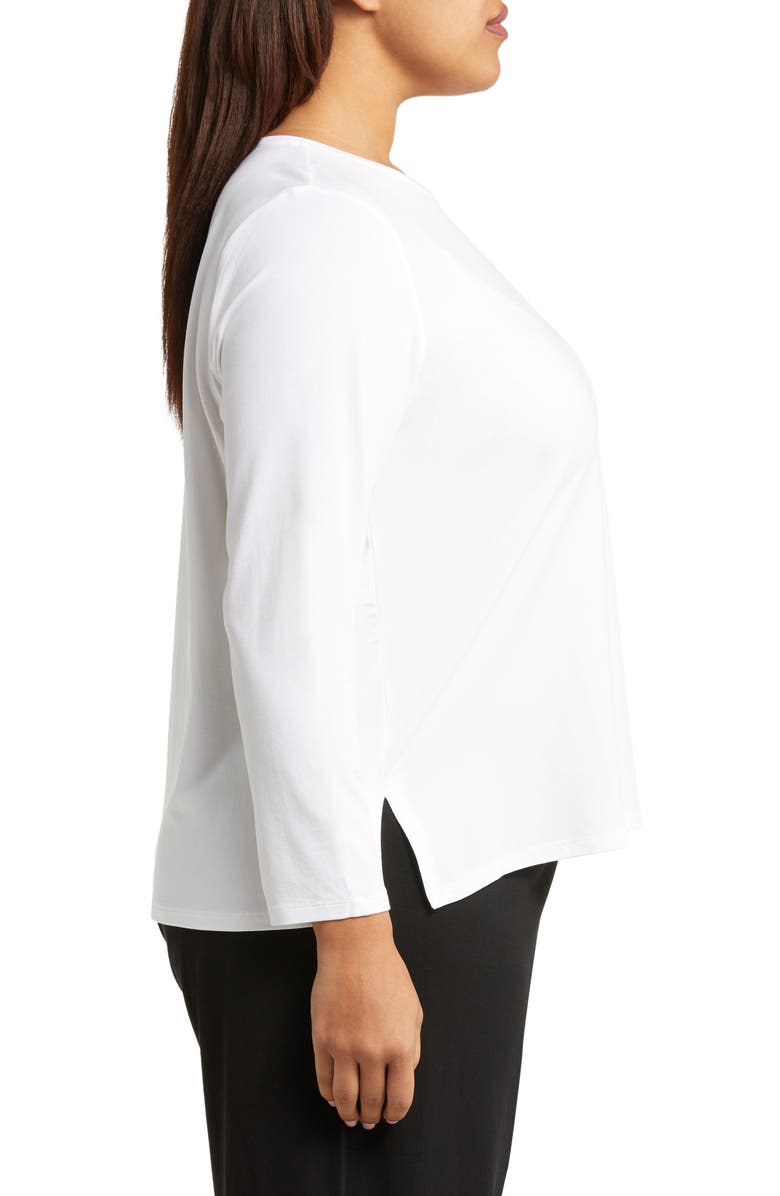 Eileen Fisher Long Sleeve Crewneck Top, Alternate, color, White