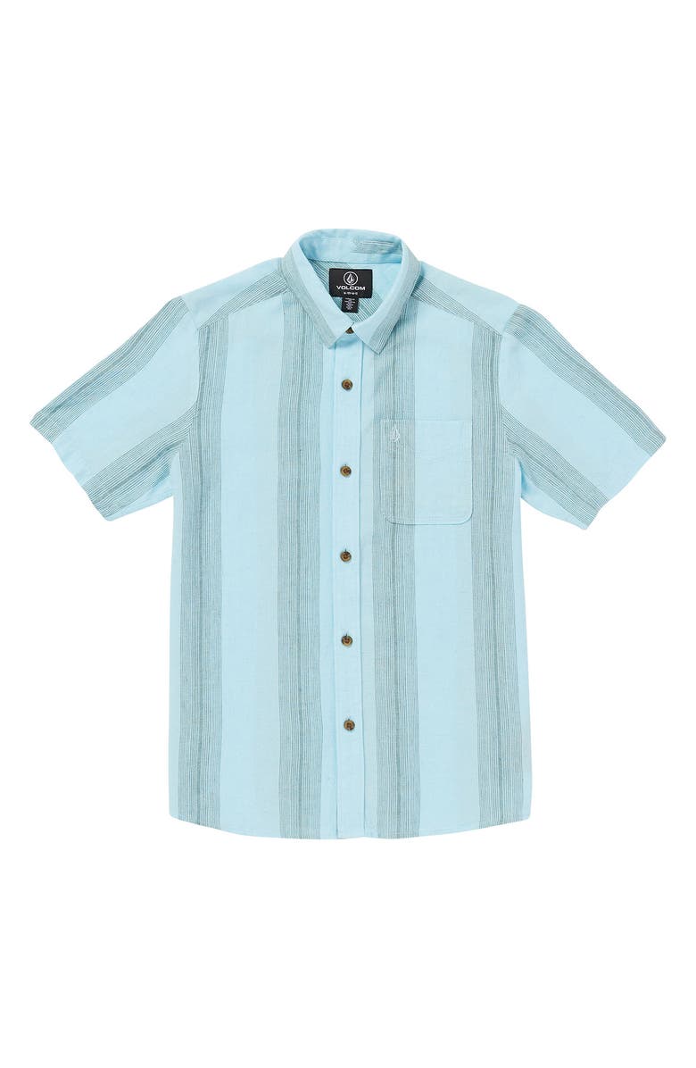 Volcom Kids' Flaxstone Stripe Short Sleeve Button-Up Shirt, Main, color,