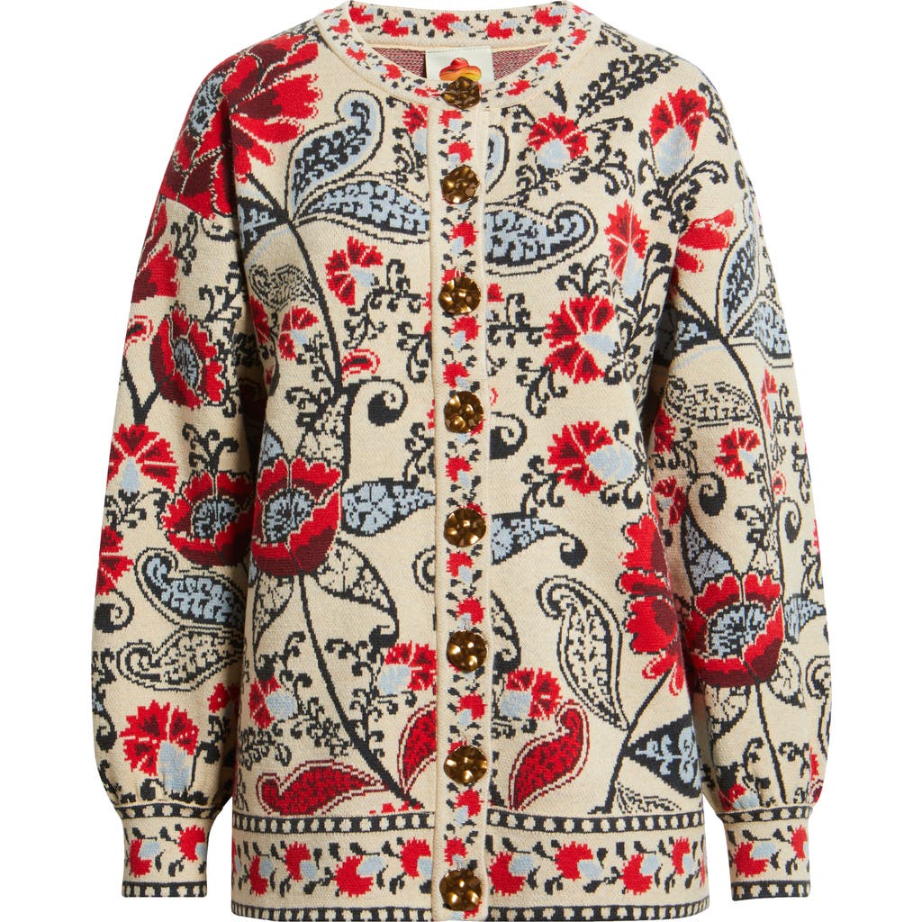 Farm Rio Francesca Jacquard Cardigan In Multi