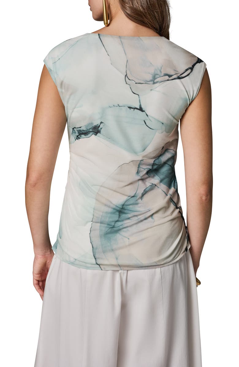 Donna Karan New York Abstract Print Center Ruched Knit Tank, Alternate, color, Skylight Multi