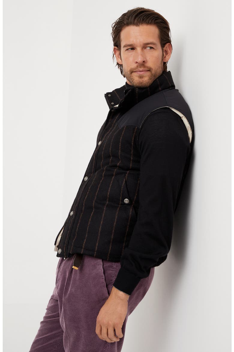 Chalk stripe down vest, Alternate, color, Black
