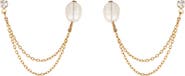 Ettika CZ & Imitation Pearl Double Chain Drop Earrings