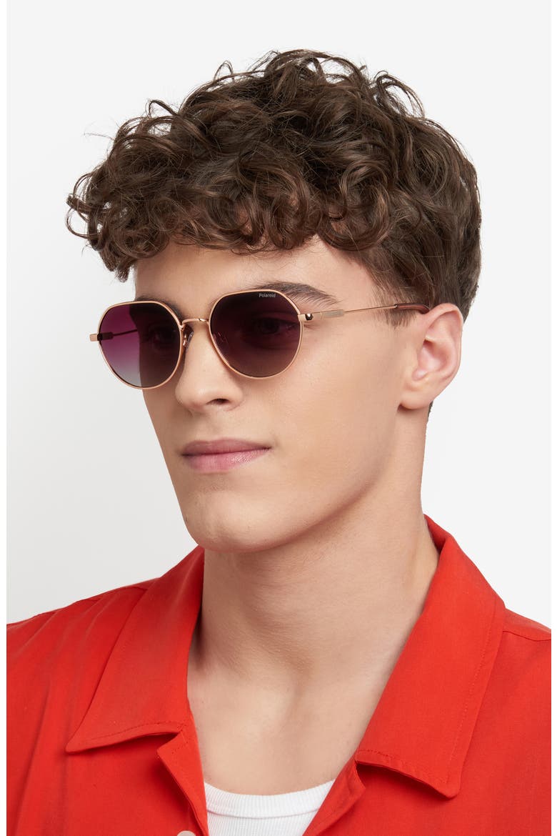54mm Polarized Rectangular Sunglasses, Alternate, color, GOLD VIOLET/ BURGUNDY POLAR