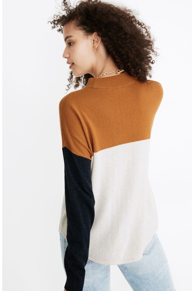 Colorblock Ashbury Mock Neck Sweater, Alternate, color, BRONZE