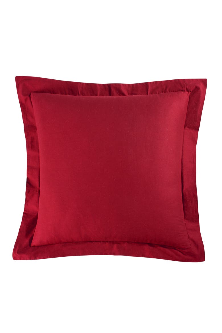 26" x 26" Solid Red Cotton Euro Sham - Machine Washable, Main, color, Red