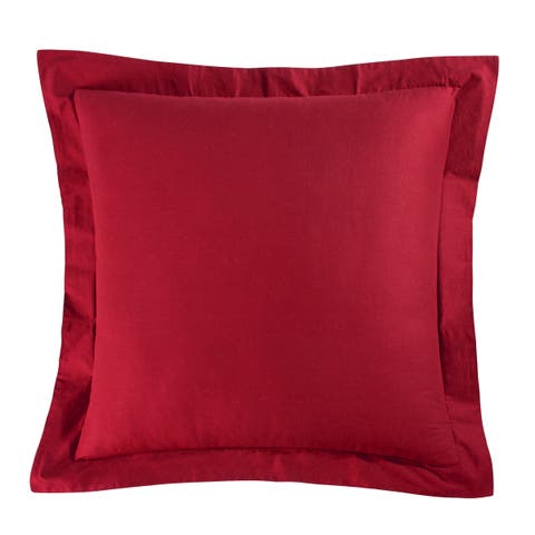 26" x 26" Solid Red Cotton Euro Sham - Machine Washable