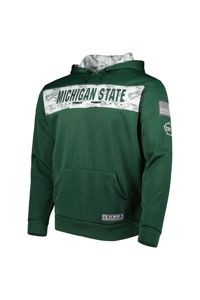 Men's Colosseum Green Michigan State Spartans OHT Military Appreciation Team Color Pullover Hoodie, Alternate, color, Green