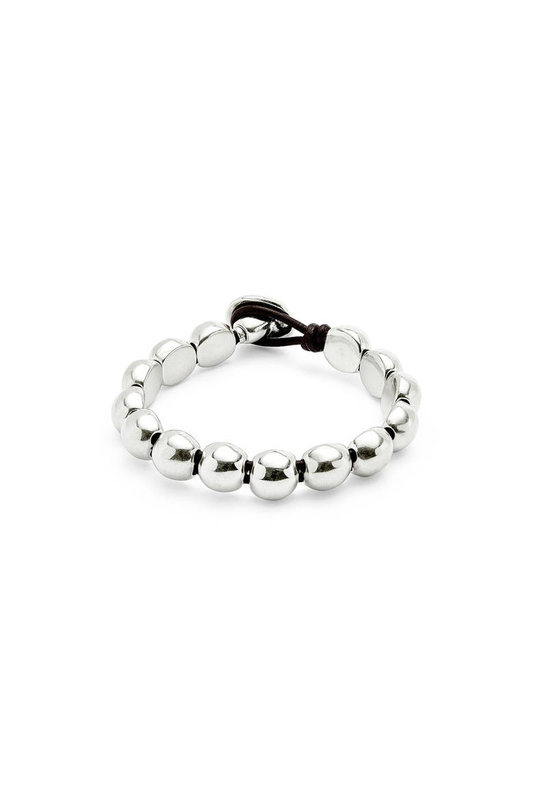 Bracelet with Small Round Beads Plated in Sterling Silver, Main, color, Silver