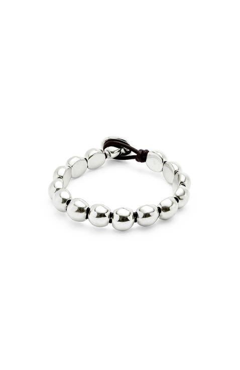 Bracelet with Small Round Beads Plated in Sterling Silver