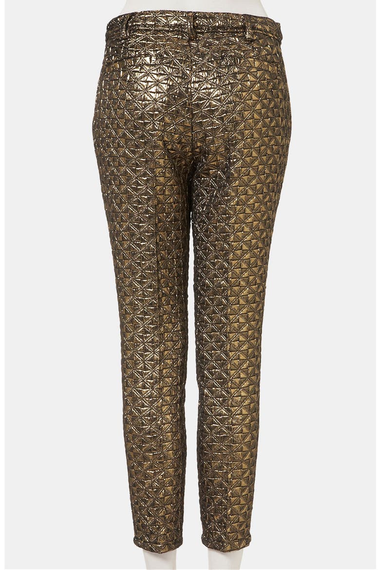 Metallic Jacquard Crop Cigarette Pants, Alternate, color, GOLD