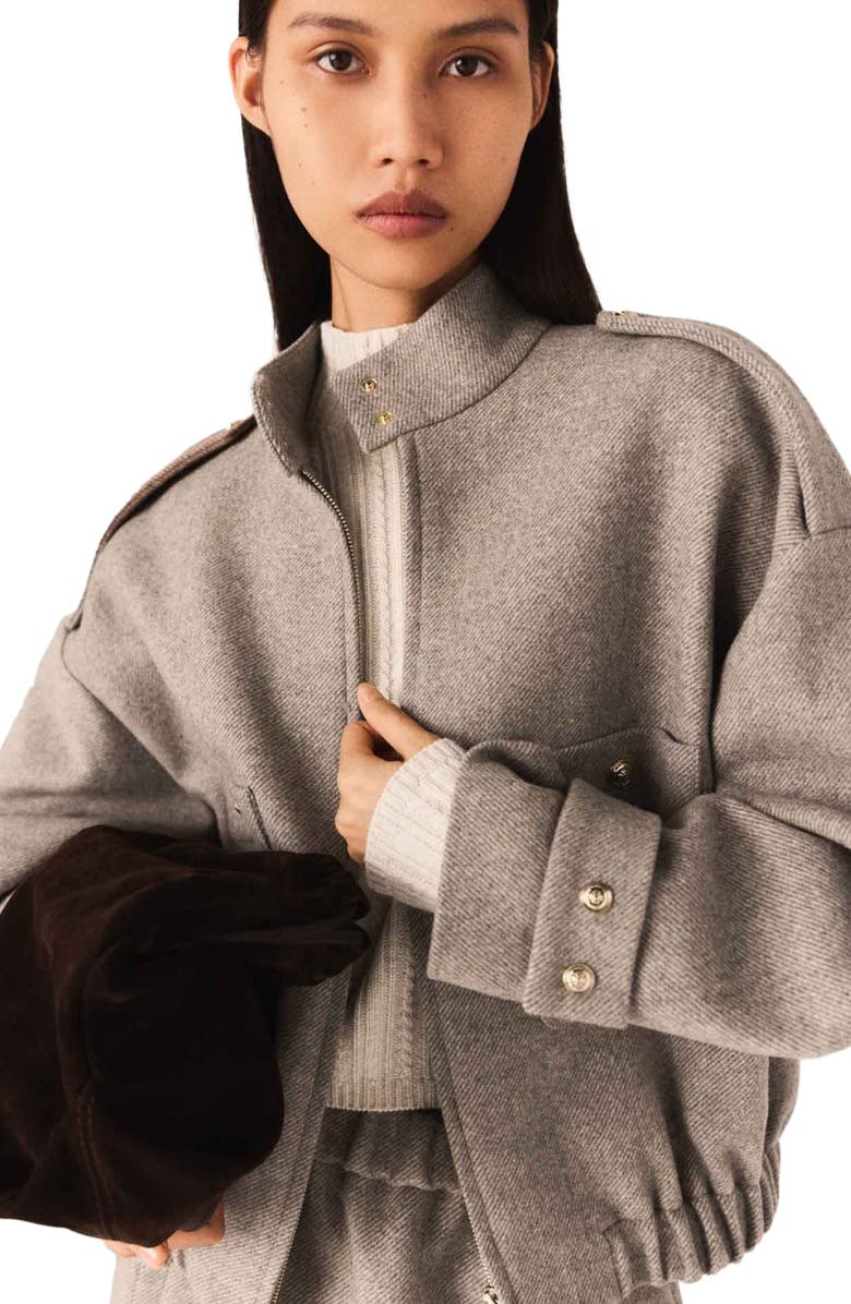 maje Mixed wool jacket, Alternate, color, Beige