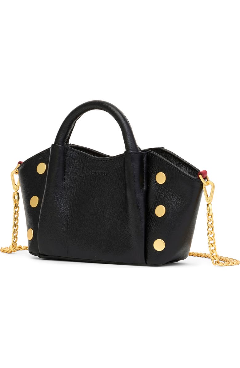 HAMMITT Mini Paul Leather Top Handle Bag, Alternate, color, Black Press/Gold Red Zip
