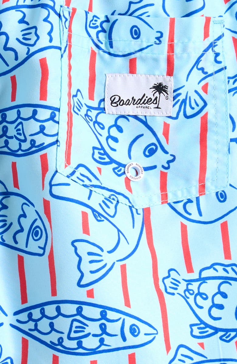 Boardies Kids' Fishy Kids Swim Trunks, Alternate, color, Blue