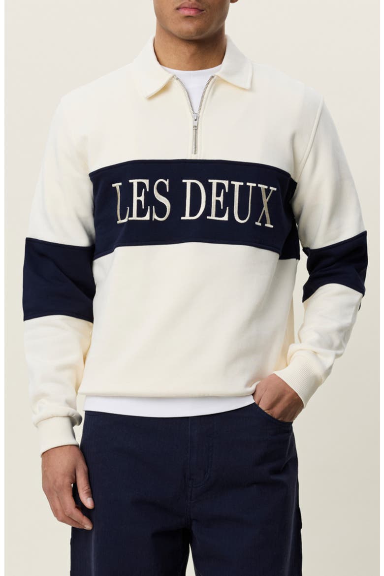 Zipper Rugby Graphic Pullover, Main, color, IVORY
