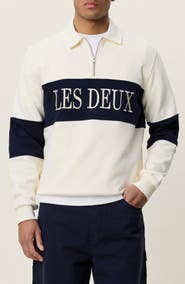 Les Deux Zipper Rugby Graphic Pullover