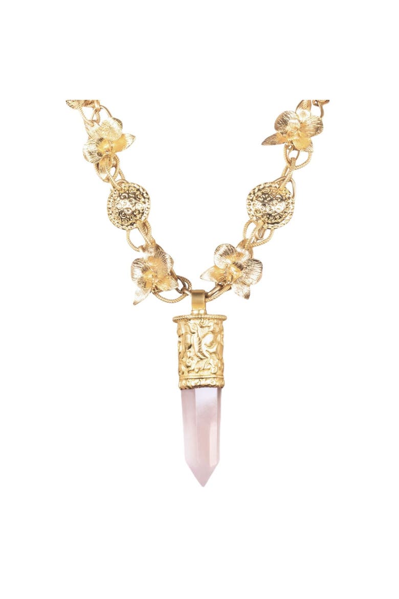 Sundara Rose Quartz Pendant Necklace, Alternate, color, Gold