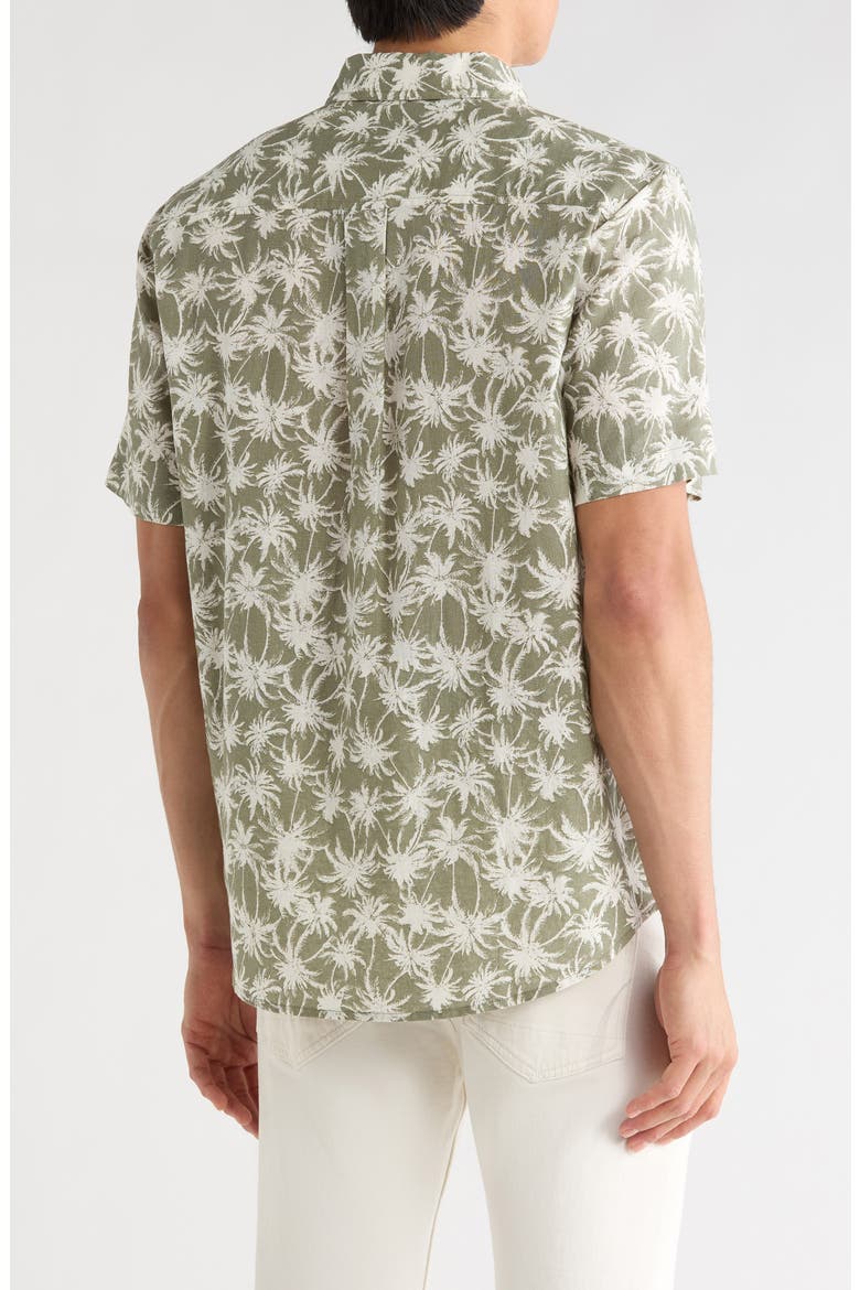 Palms Linen & Cotton Button-Up Shirt, Alternate, color, GREEN FEATHER PALMS