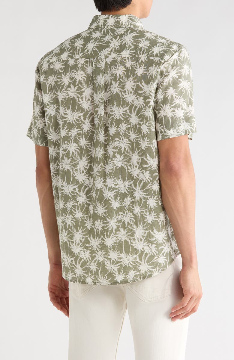 14th & Union Palms Linen & Cotton Button-Up Shirt, Alternate, color, Green Feather Palms