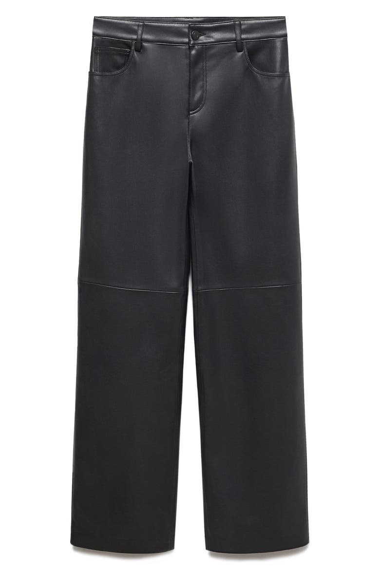 Faux Leather Wide Leg Pants, Alternate, color, BLACK